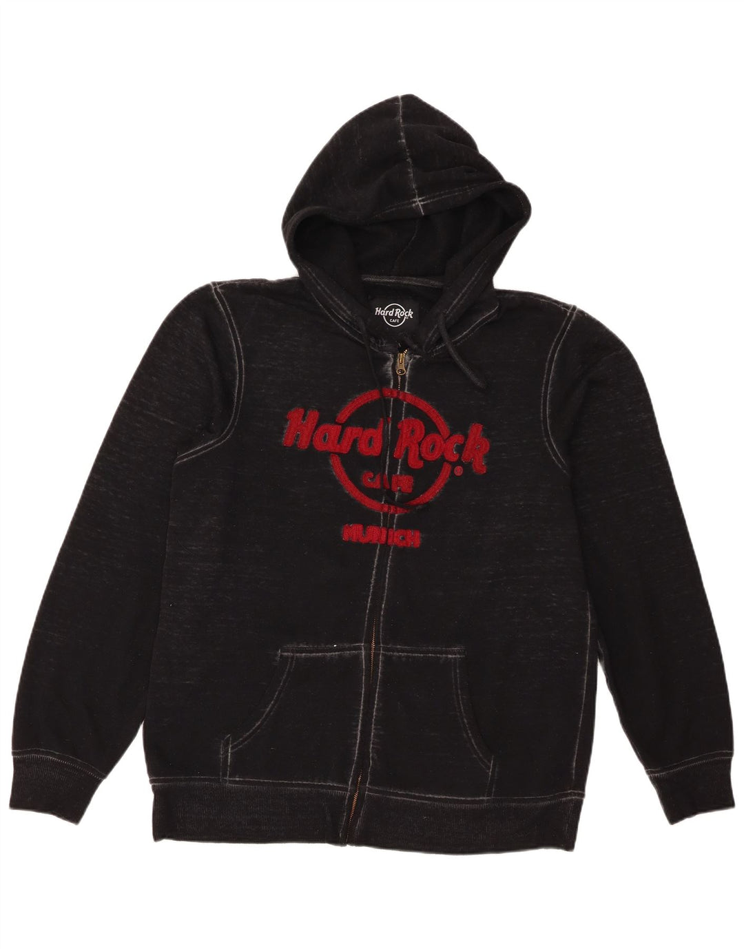 Maglione con cappuccio e zip grafica da uomo Hard Rock Cafe, cotone nero medio