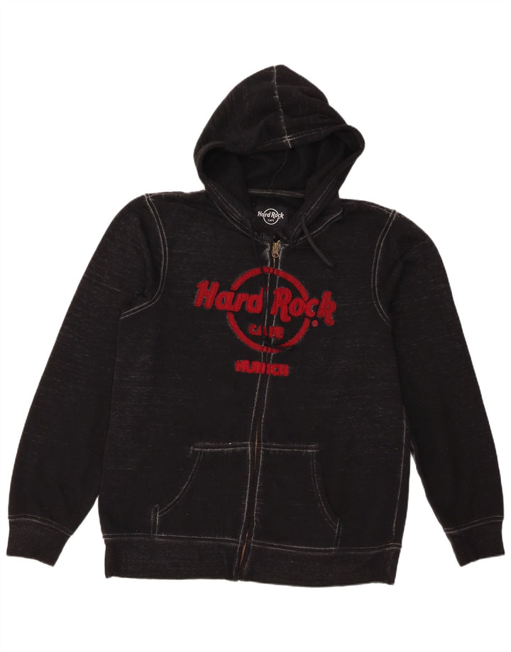 Maglione con cappuccio e zip grafica da uomo Hard Rock Cafe, cotone nero medio