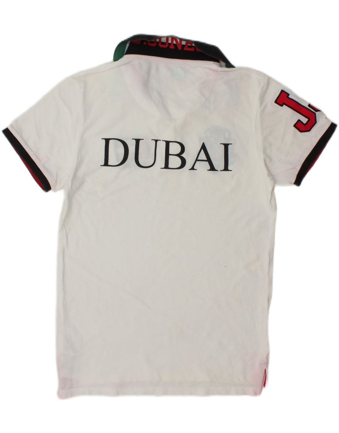 JACK & JONES Mens Dubai Graphic Polo Shirt Small White Cotton Vintage Jack & Jones and Second-Hand Jack & Jones from Messina Hembry 