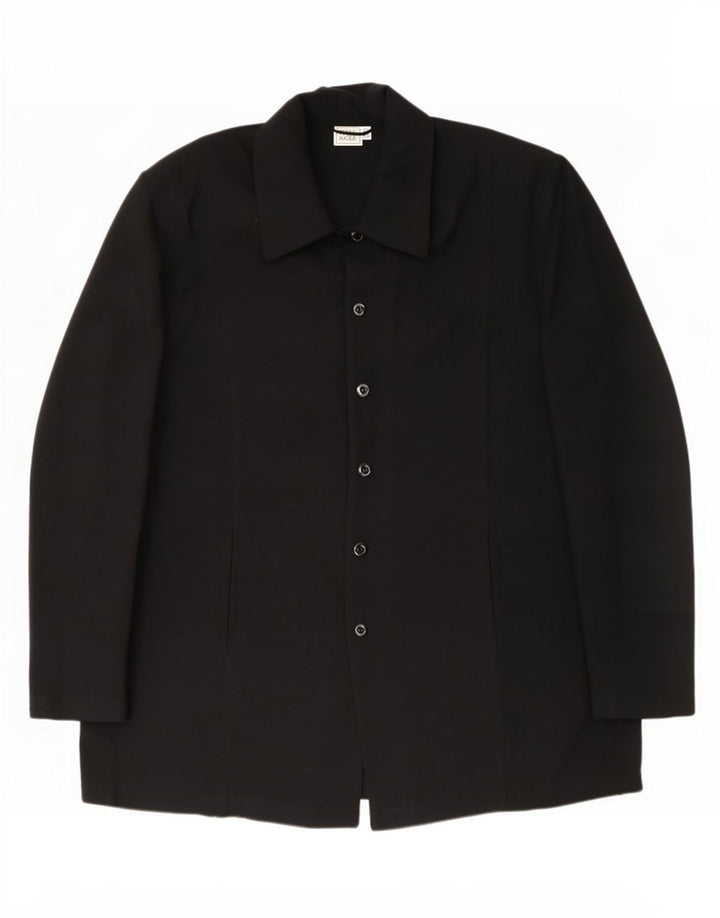 Camicetta camicia vintage da donna EU 50 3XL poliestere nero