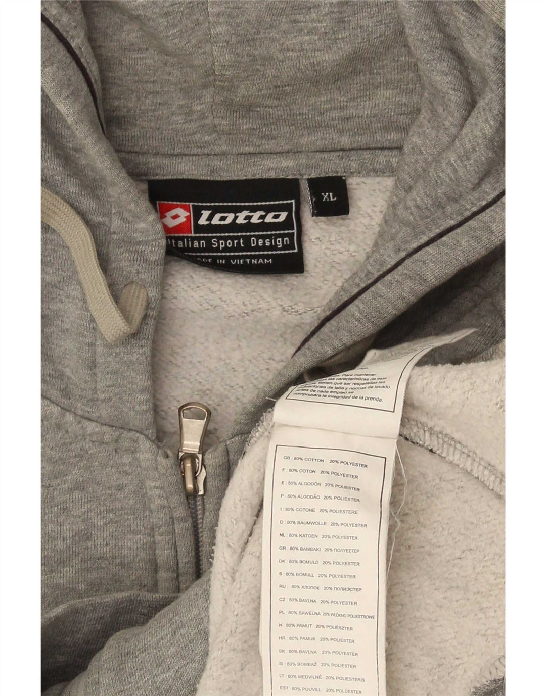 Maglione con cappuccio e zip da uomo Lotto XL in cotone grigio
