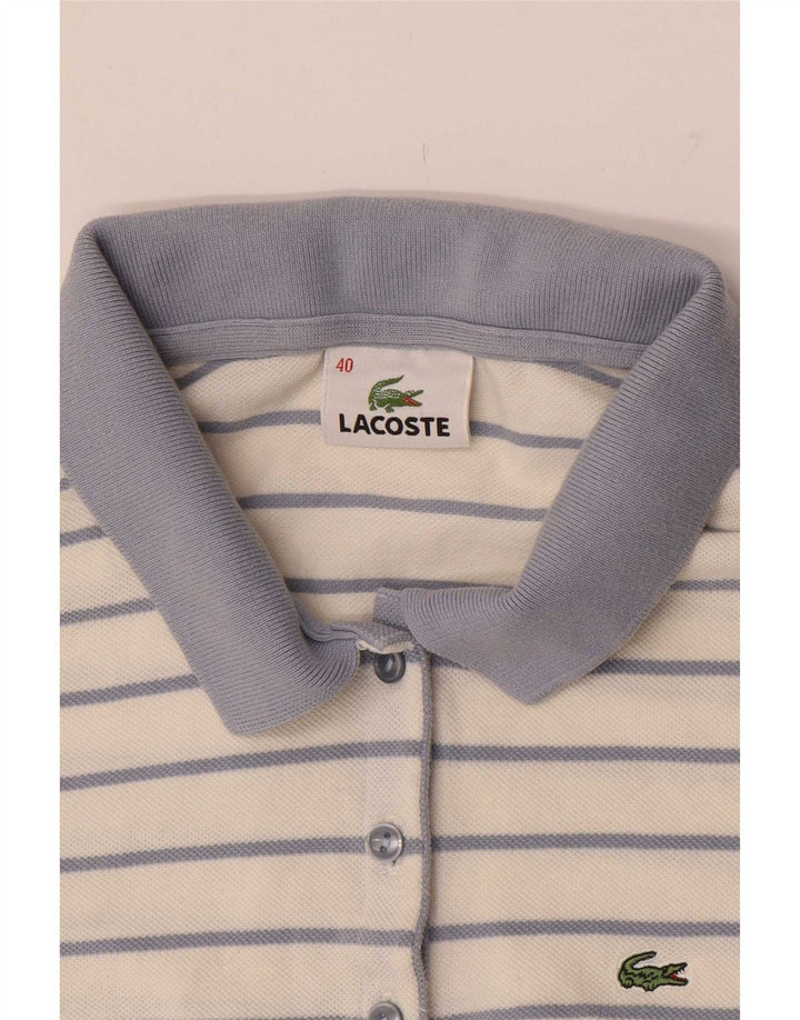 Polo da donna Lacoste taglia 40 cotone a righe bianche medie