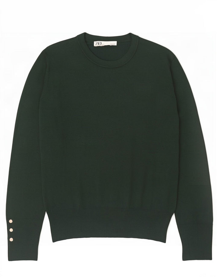 Maglione maglione girocollo da donna Zara UK 12 Viscosa verde medio