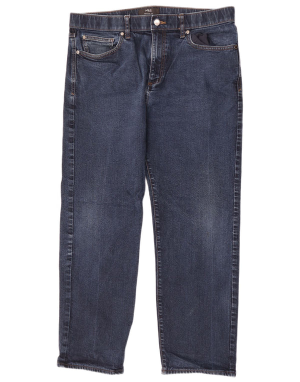 Jeans dritti da uomo Marks & Spencer W36 L28 cotone blu navy
