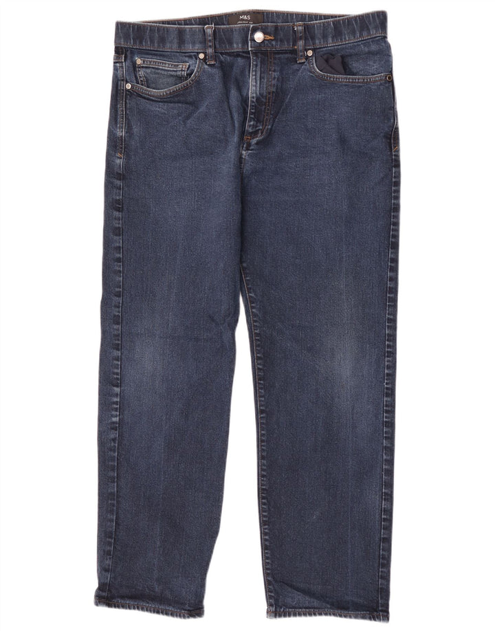 Jeans dritti da uomo Marks & Spencer W36 L28 cotone blu navy