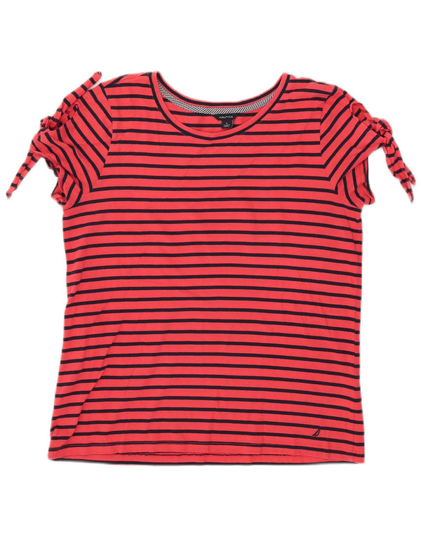 T-shirt da donna Nautica Top UK 14 cotone a righe rosse grandi
