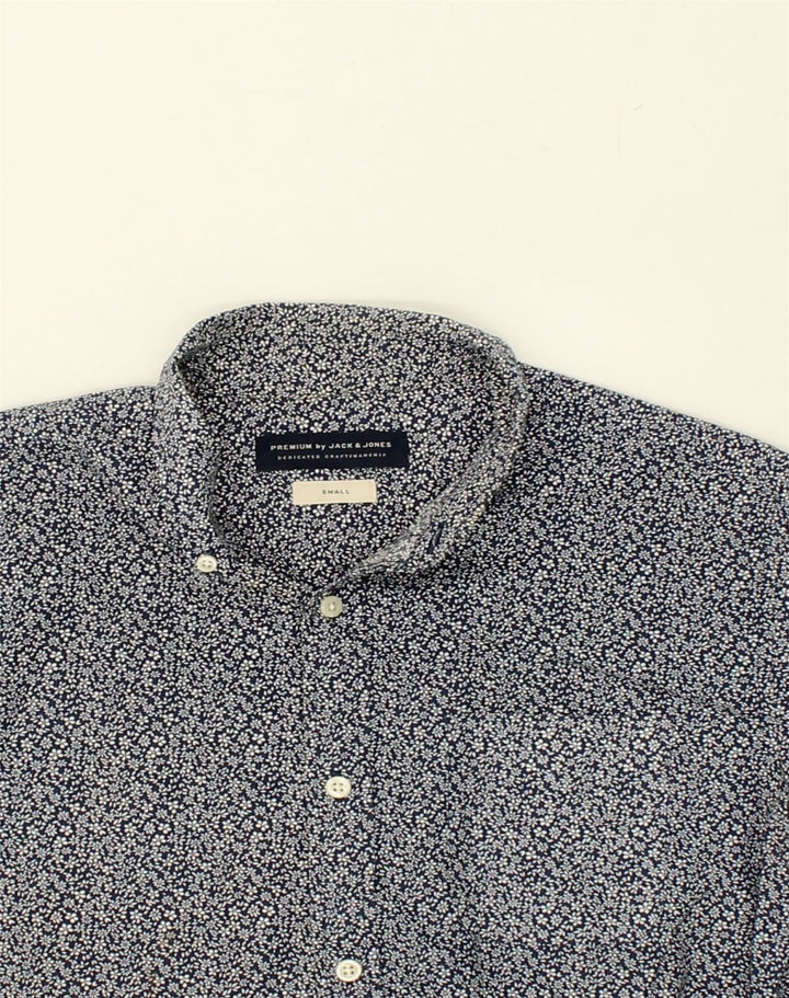 JACK & JONES Mens Short Sleeve Shirt Small Navy Blue Floral Cotton | Vintage Jack & Jones | Thrift | Second-Hand Jack & Jones | Used Clothing | Messina Hembry 