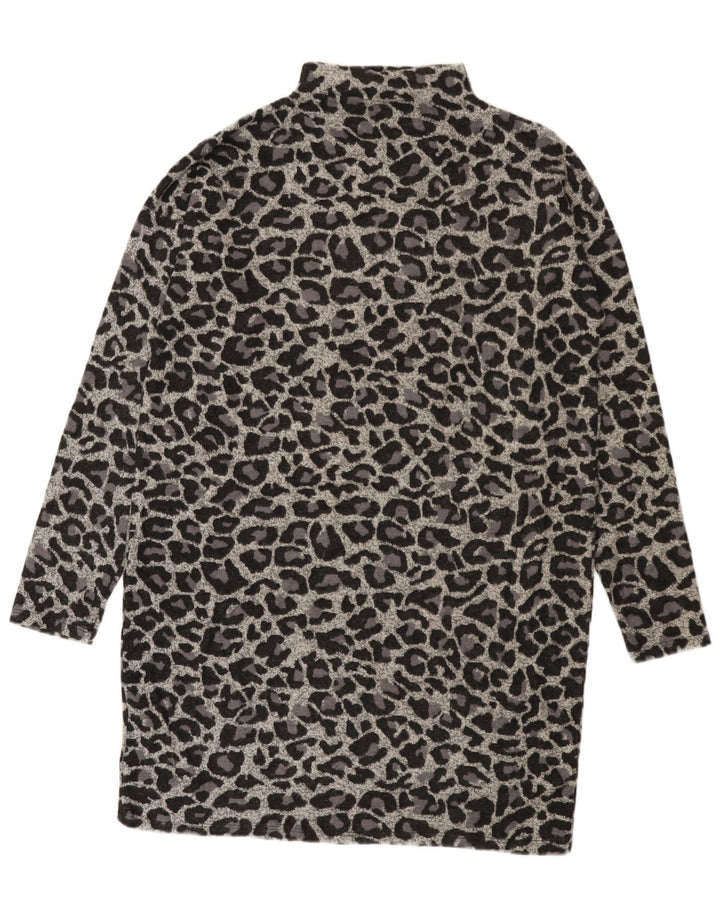 Abito maglione da donna Oasis UK 16 Poliestere grande con stampa animalier grigio