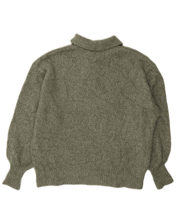 Maglione maglione oversize con collo a polo da donna Zara UK 10 piccolo kaki chiazzato