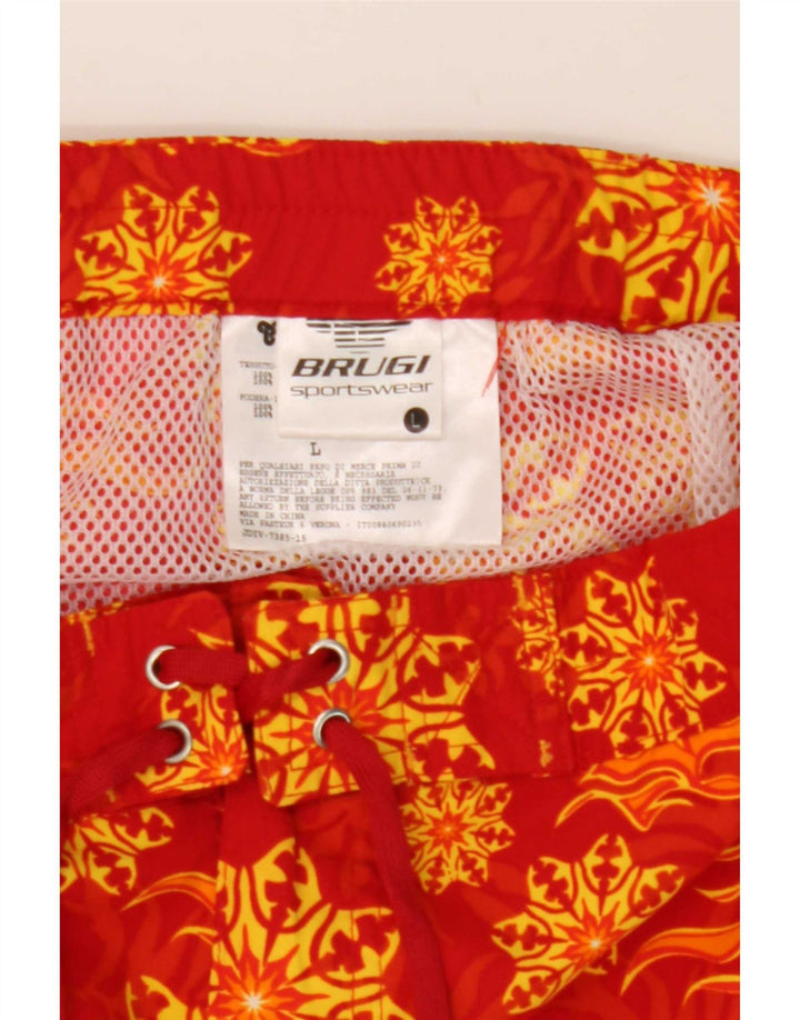Pantaloncini da bagno Brugi da uomo con motivo astratto, grandi, in nylon rosso