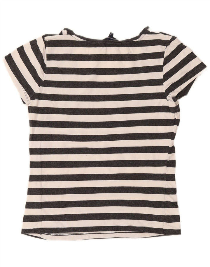 T-shirt da donna FRENCH CONNECTION Top UK 12 Cotone a righe grigio medio