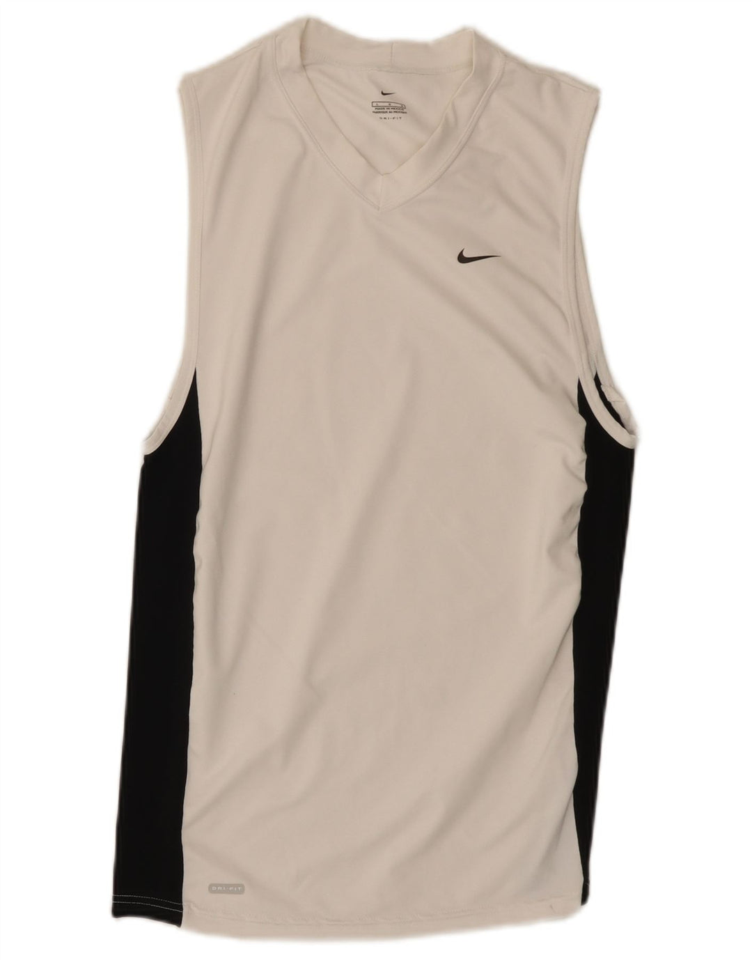 Canotta Nike Dri Fit da uomo, grande, in poliestere color block bianco
