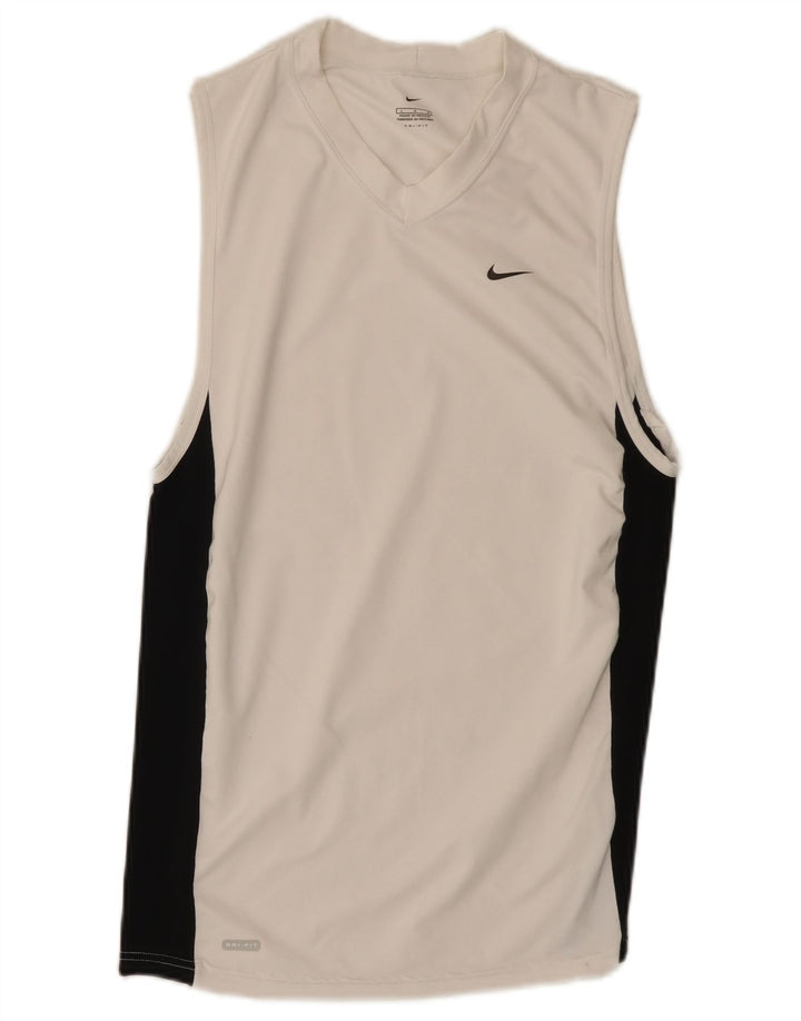 Canotta Nike Dri Fit da uomo, grande, in poliestere color block bianco