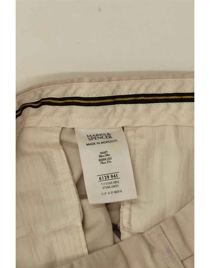 Pantaloni da abito con pegging da uomo Marks & Spencer W34 L31 in cotone beige