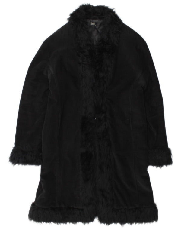 Vintage Womens Overcoat UK 18 XL Black Cotton