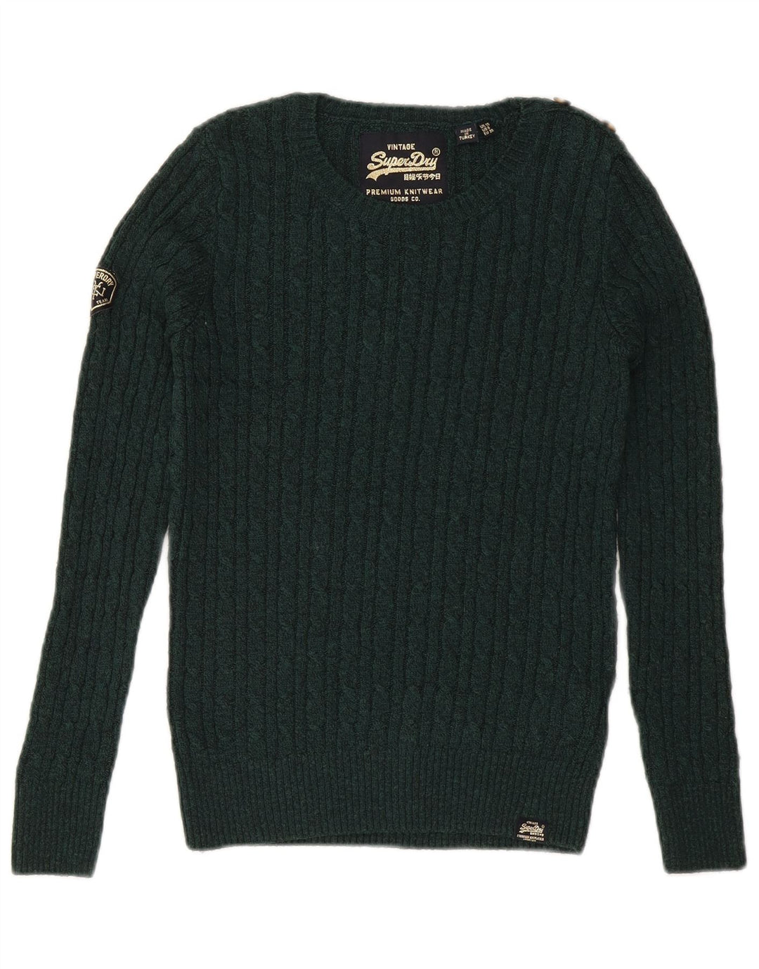 Maglione da donna con scollo a barca SUPERDRY UK 10 piccolo acrilico verde