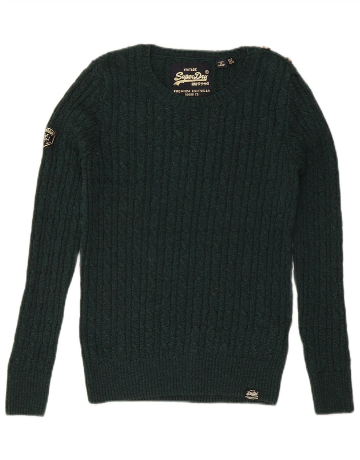Maglione da donna con scollo a barca SUPERDRY UK 10 piccolo acrilico verde