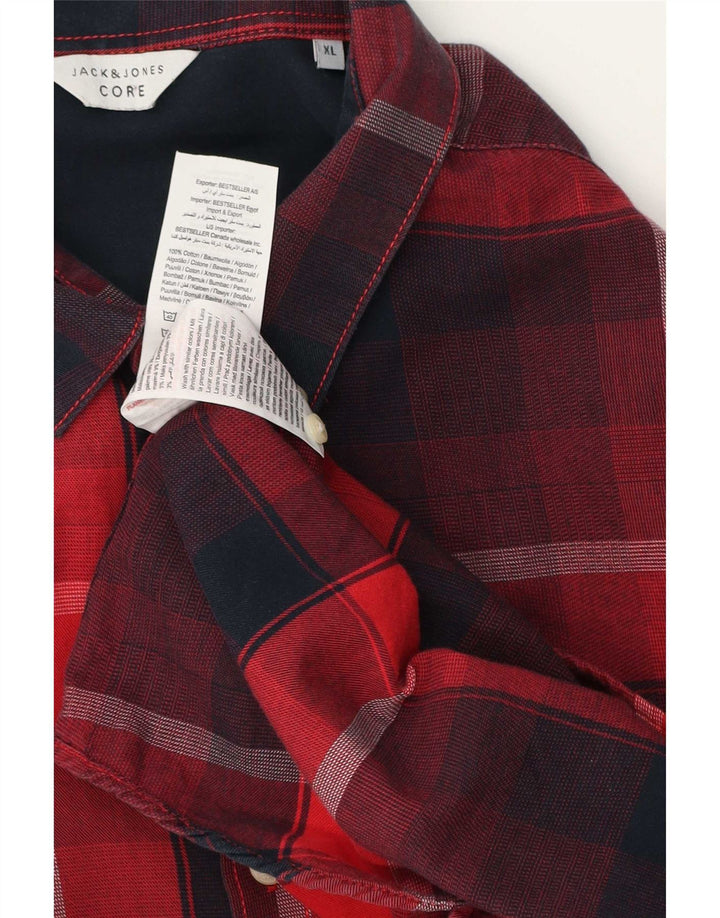 Jack & Jones Camicia da uomo in flanella Core XL in cotone scozzese rosso