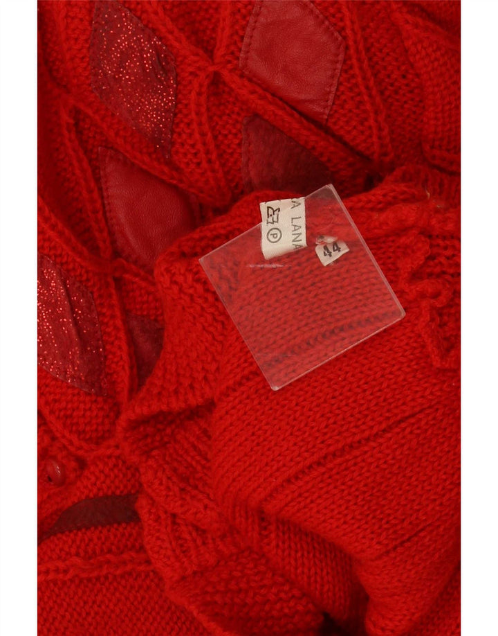 Maglione cardigan vestibilità ampia da donna vintage IT 44 Argyle rosso medio/diamante