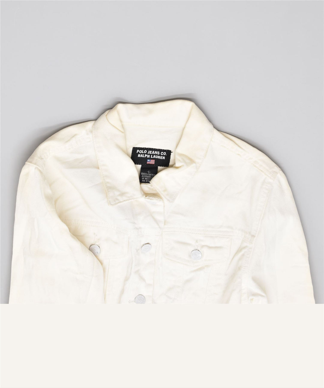 POLO RALPH LAUREN Giacca in denim da donna UK 14 grande cotone bianco