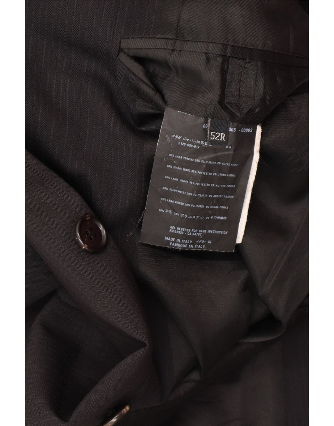 PRADA Abito da uomo 3 bottoni 2 pezzi IT 52 XL W34 L30 Nero classico