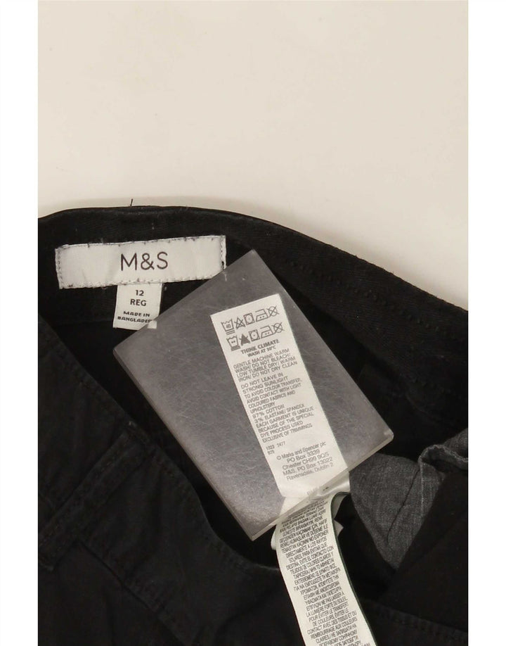 Pantaloni chino dritti da donna Marks & Spencer UK 12 MediumW32 L29 Nero