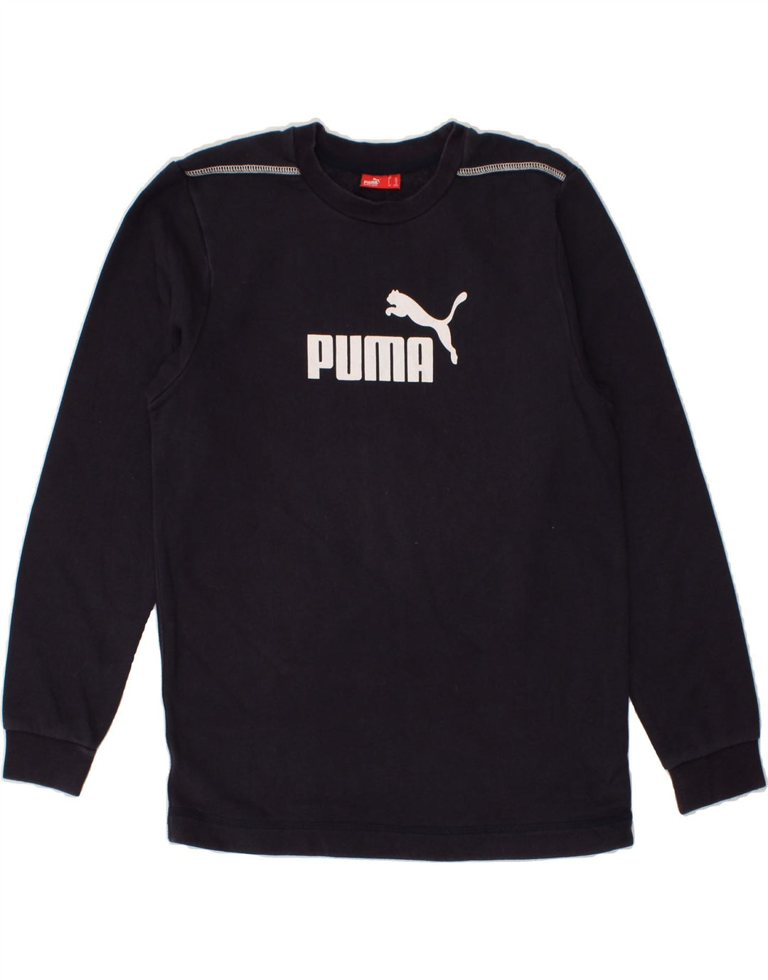 PUMA Boys Graphic Top Long Sleeve 13-14 Years XL Navy Blue Vintage Puma and Second-Hand Puma from Messina Hembry 