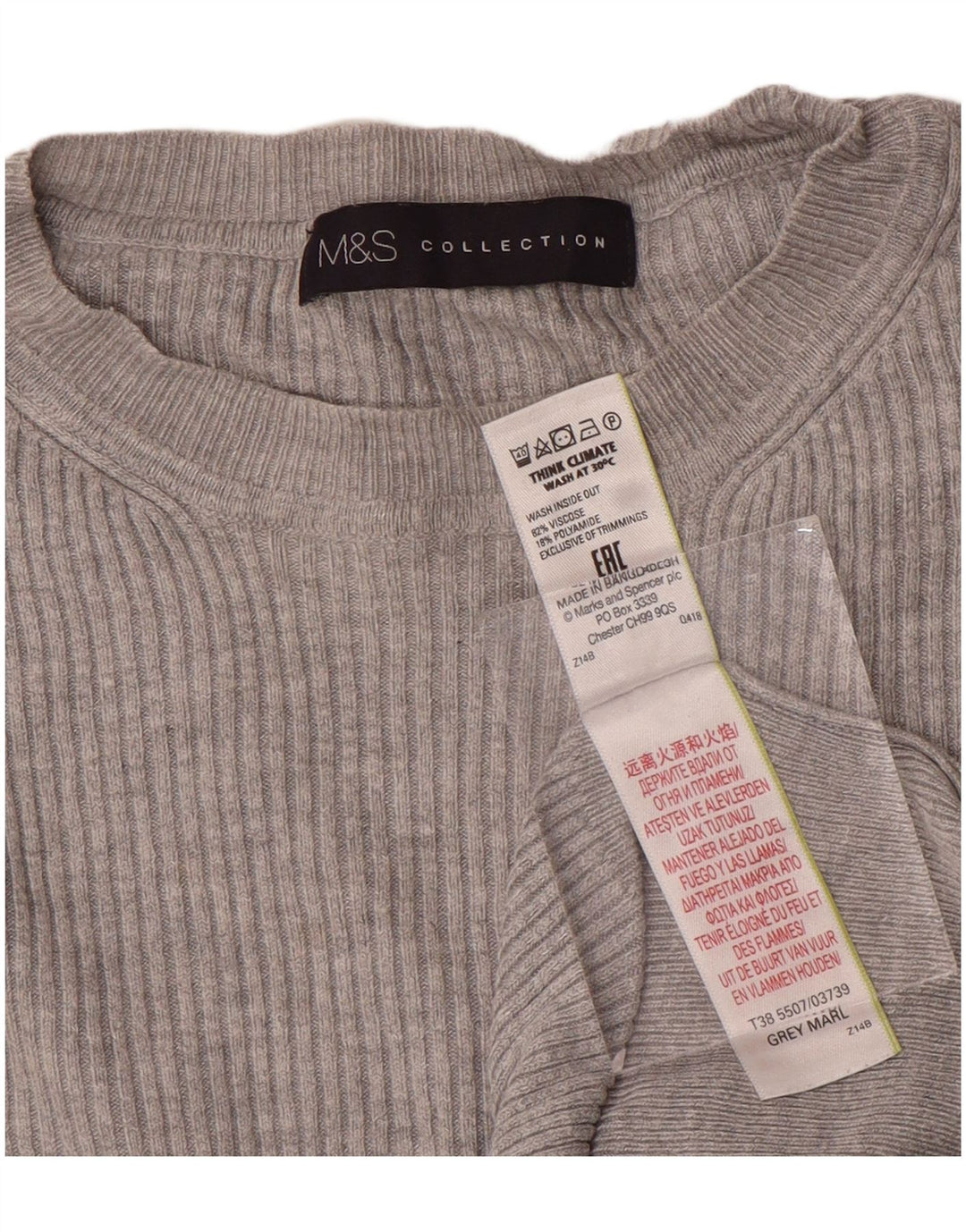Maglione maglione girocollo da donna Marks & Spencer UK 12 Viscosa grigio medio
