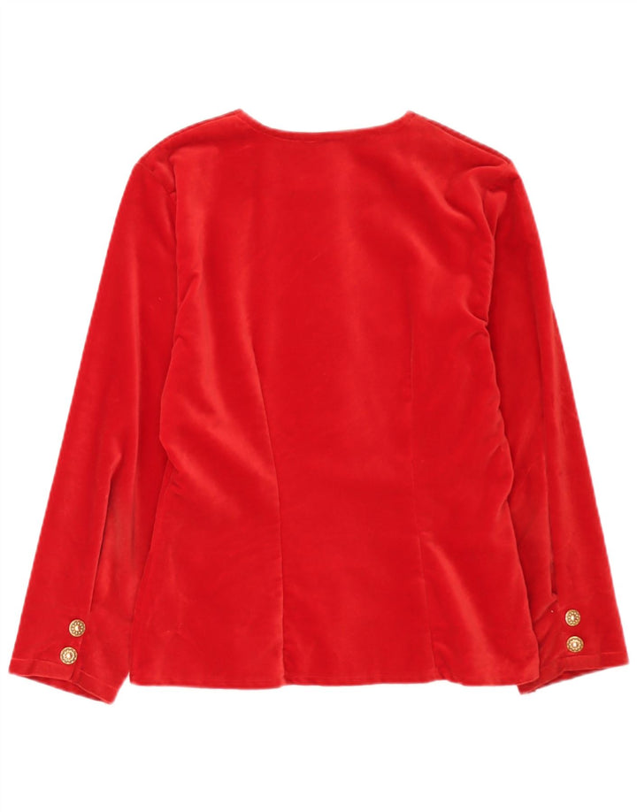 Giacca vintage da donna in velluto a 5 bottoni in velluto UK 10 piccola in cotone rosso