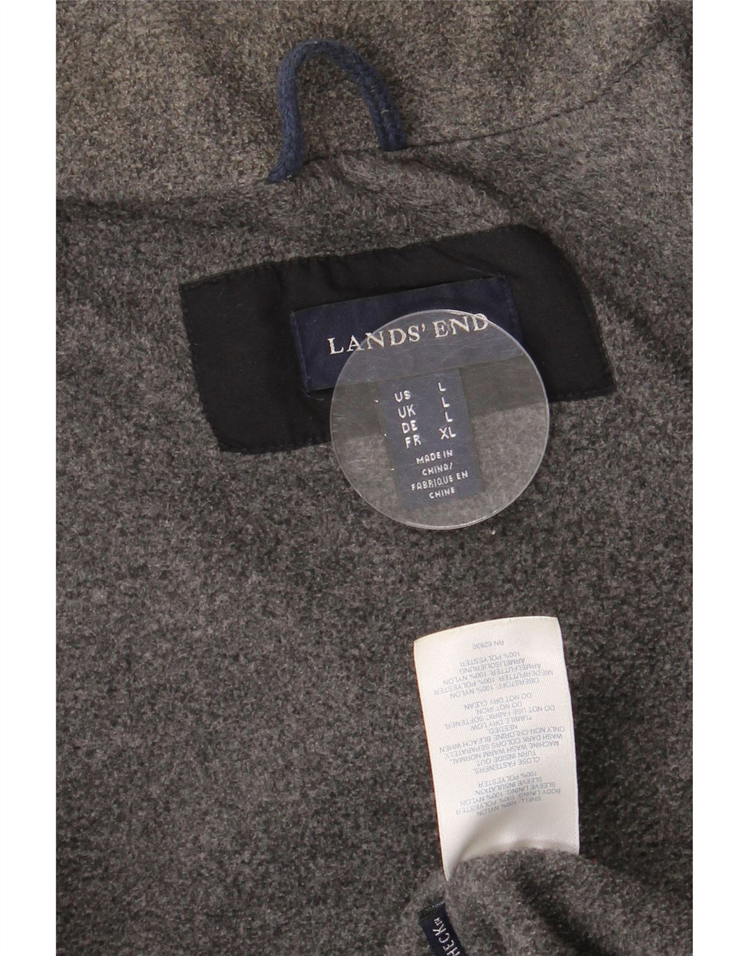 Lands End giacca a vento foderata da uomo UK 40 grande nylon nero