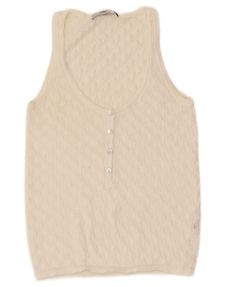 Canotta Donna Zara UK 8 Small Beige
