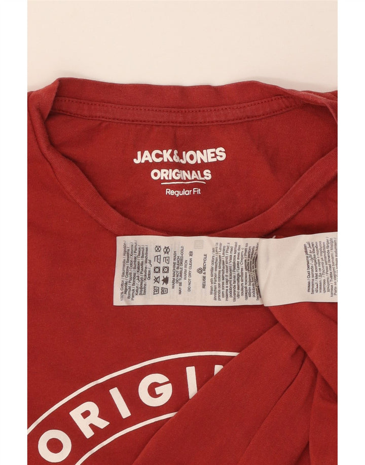 JACK & JONES T-shirt grafica da uomo con vestibilità regolare, rosso medio, in cotone