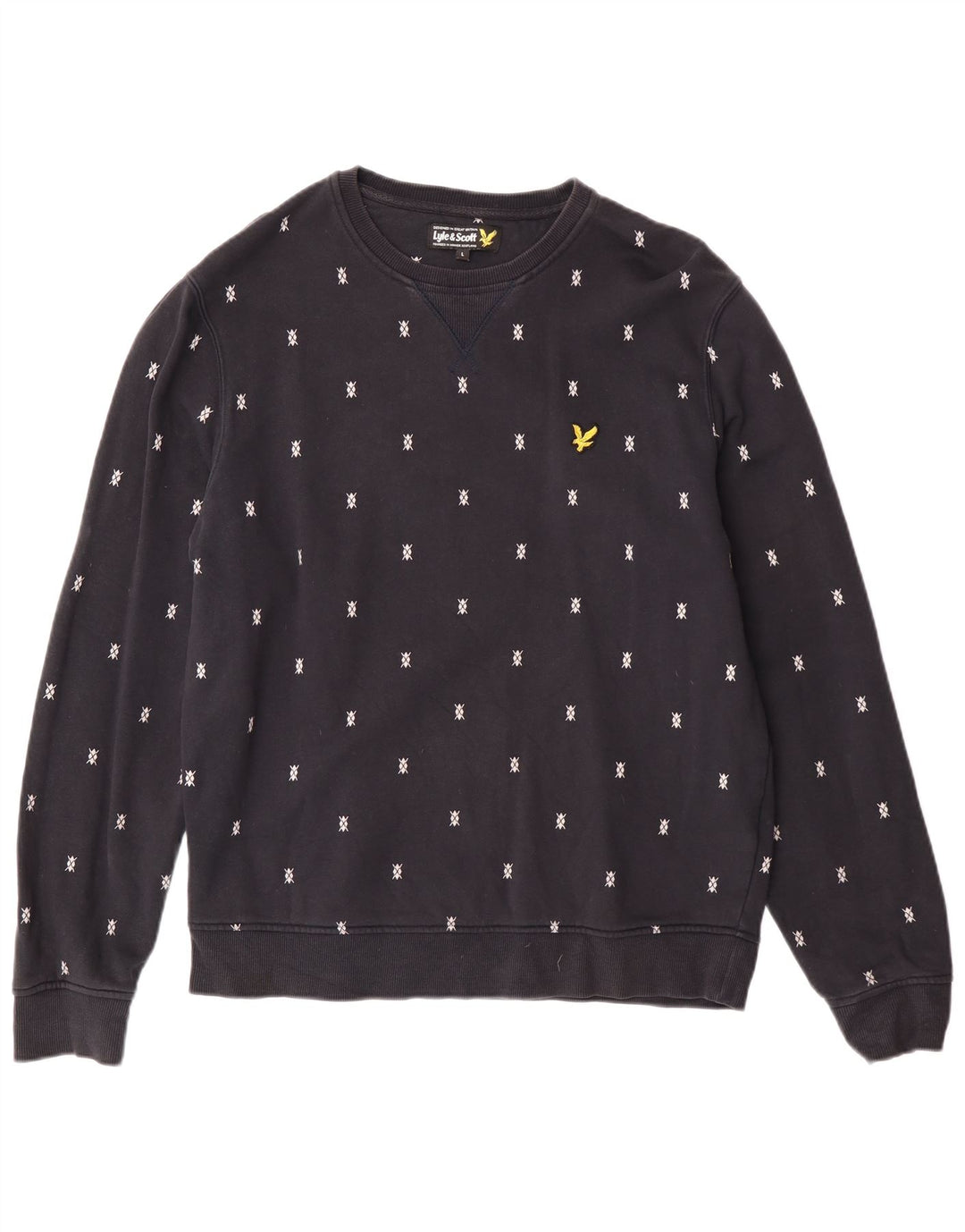 Felpa da uomo Lyle & Scott Maglione grande blu navy maculato