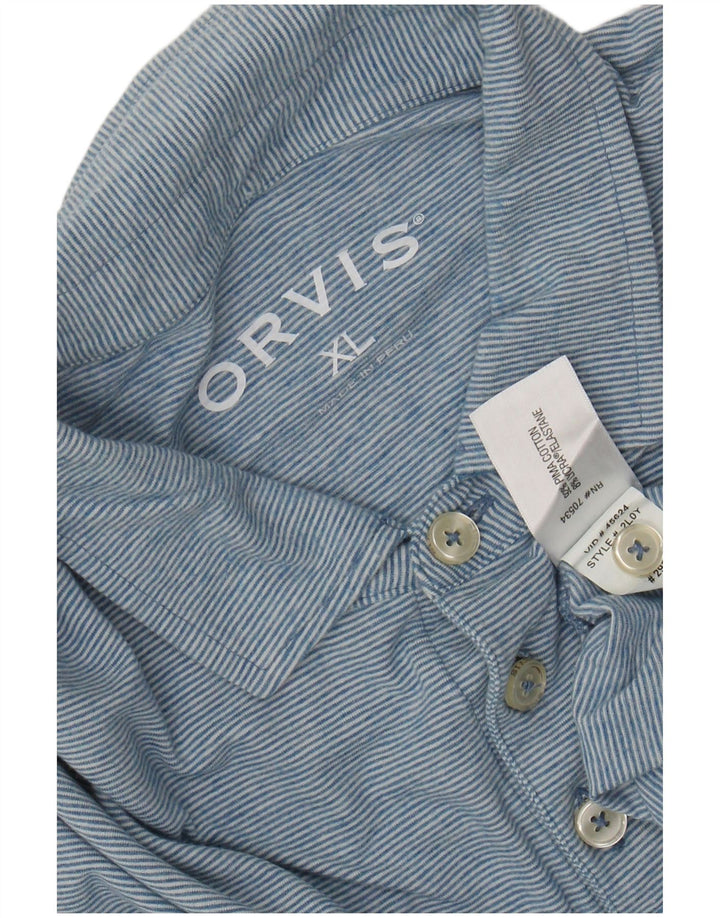 Polo ORVIS da uomo XL in cotone gessato blu