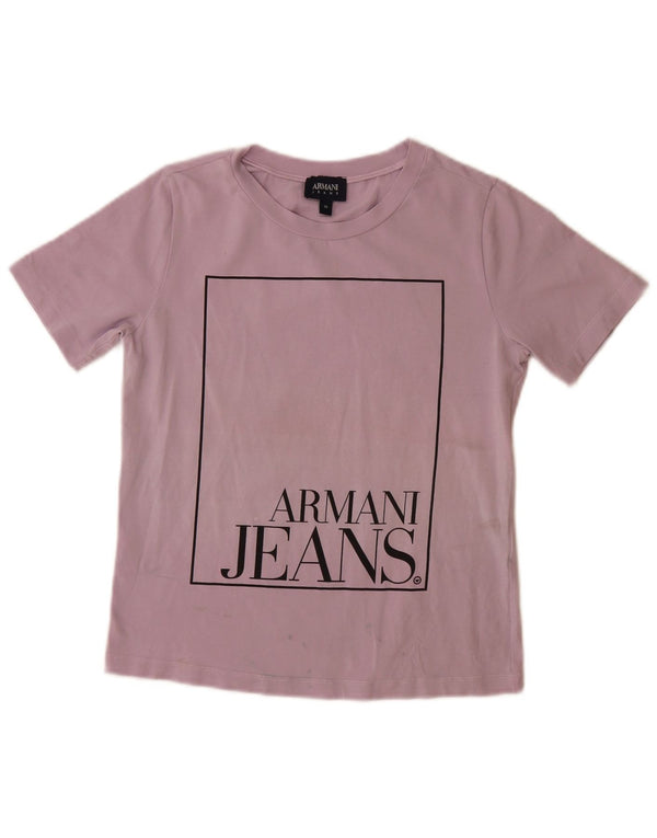 ARMANI JEANS T-shirt grafica da donna Top EU 36 Small Viola