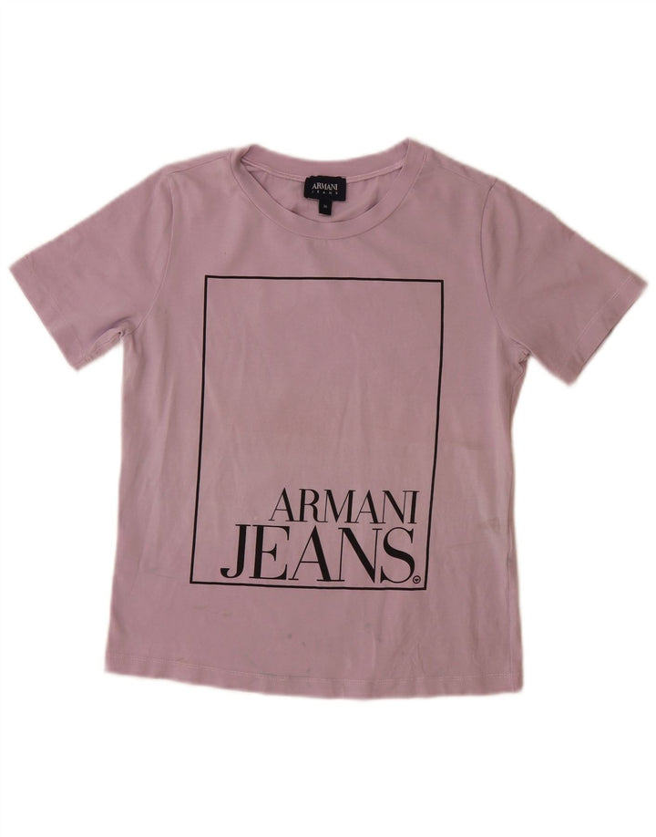 ARMANI JEANS T-shirt grafica da donna Top EU 36 Small Viola