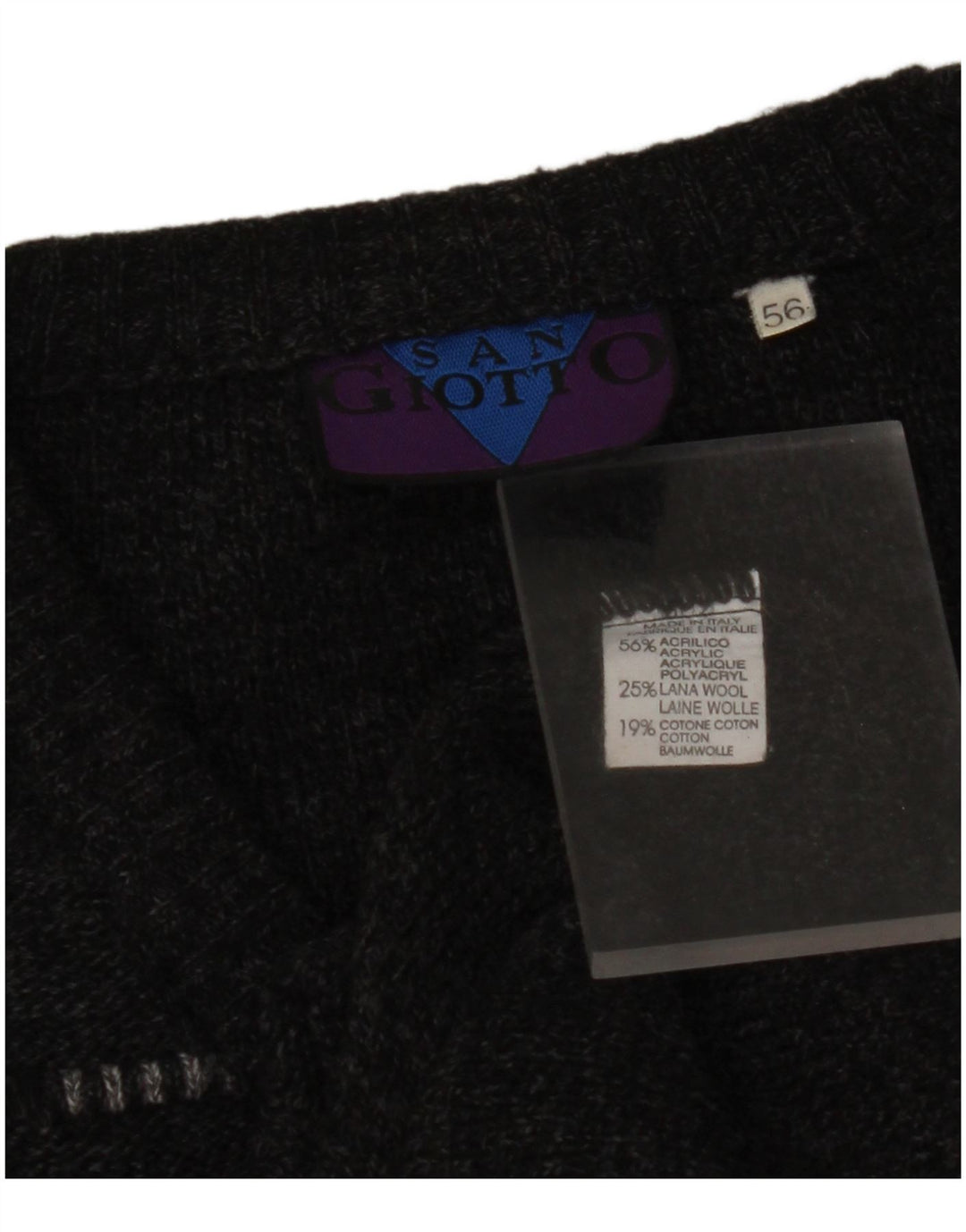 Maglione da uomo con scollo a V VINTAGE IT 56 XL Acrilico grigio