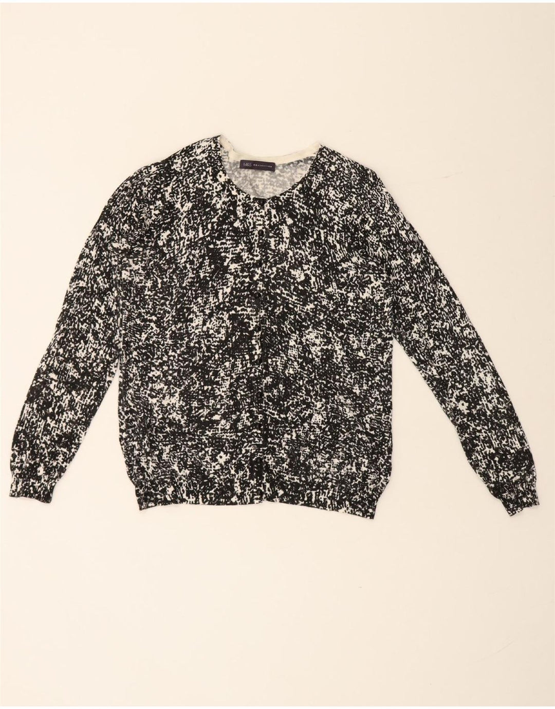 Maglione cardigan da donna con motivo astratto Marks & Spencer UK 16 grande nero