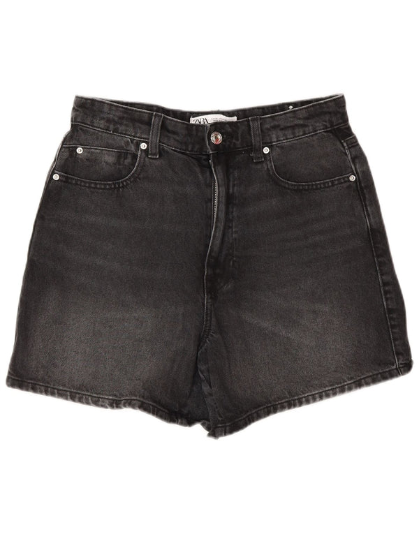 Pantaloncini di jeans a vita alta da donna Zara EU 38 piccoli W28 cotone grigio