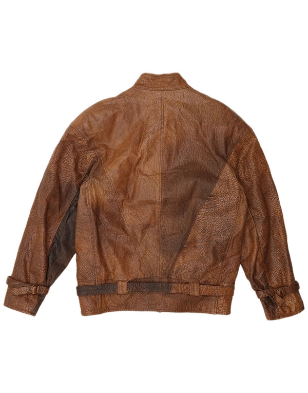 Giacca bomber da uomo vintage in pelle IT 48 in pelle marrone medio