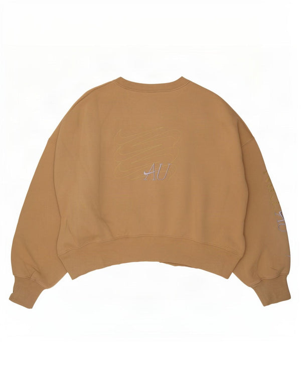 Felpa con grafica corta oversize da donna Nike UK 6 XS cotone beige