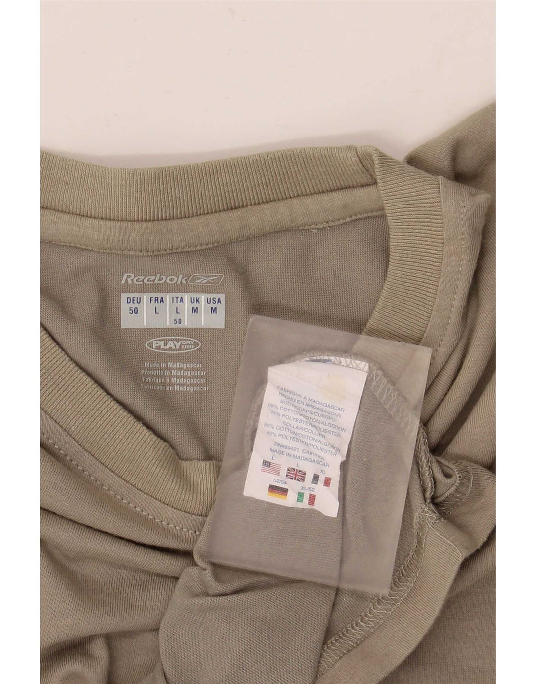 T-shirt Reebok da uomo Top in cotone kaki medio