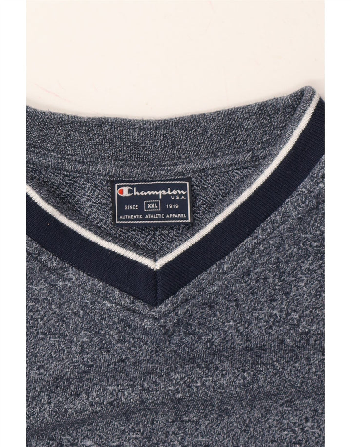 CHAMPION Mens T-Shirt Top 2XL Navy Blue Flecked Vintage Champion and Second-Hand Champion from Messina Hembry 