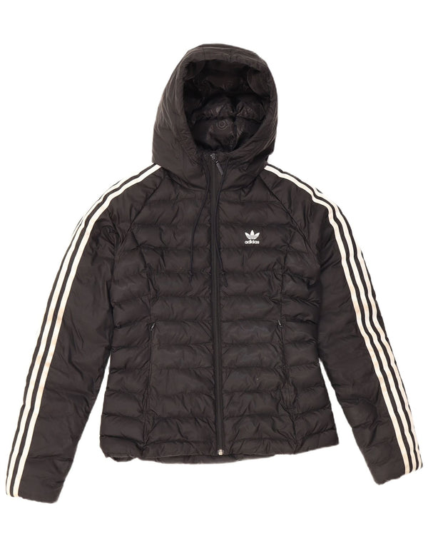 Giacca imbottita con cappuccio da donna Adidas UK 8 Small nylon nero