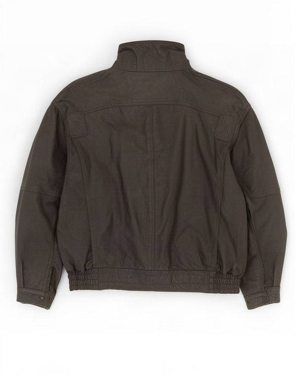 Giacca in pelle vintage da uomo vestibilità ampia EU 48 media nera