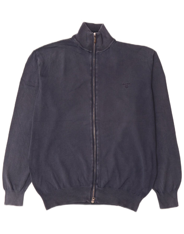 Maglione cardigan da uomo Gant XL in cotone blu navy