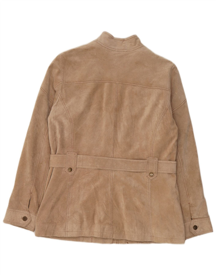 Giacca in pelle scamosciata da donna Gipsy UK 18 XL in pelle beige