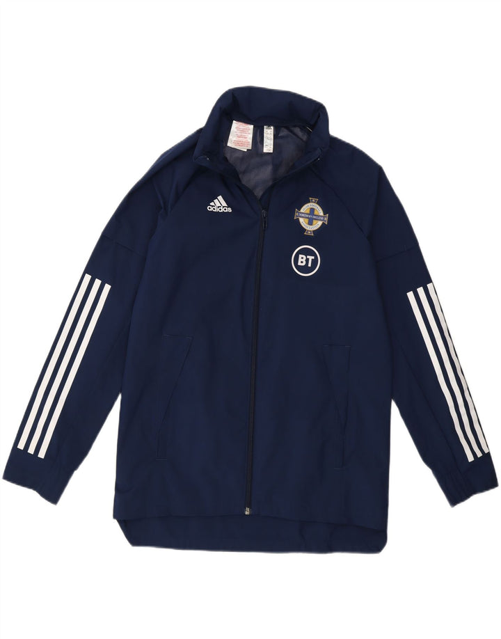 Giacca a vento con cappuccio Adidas da ragazzo 11-12 anni in poliestere blu navy