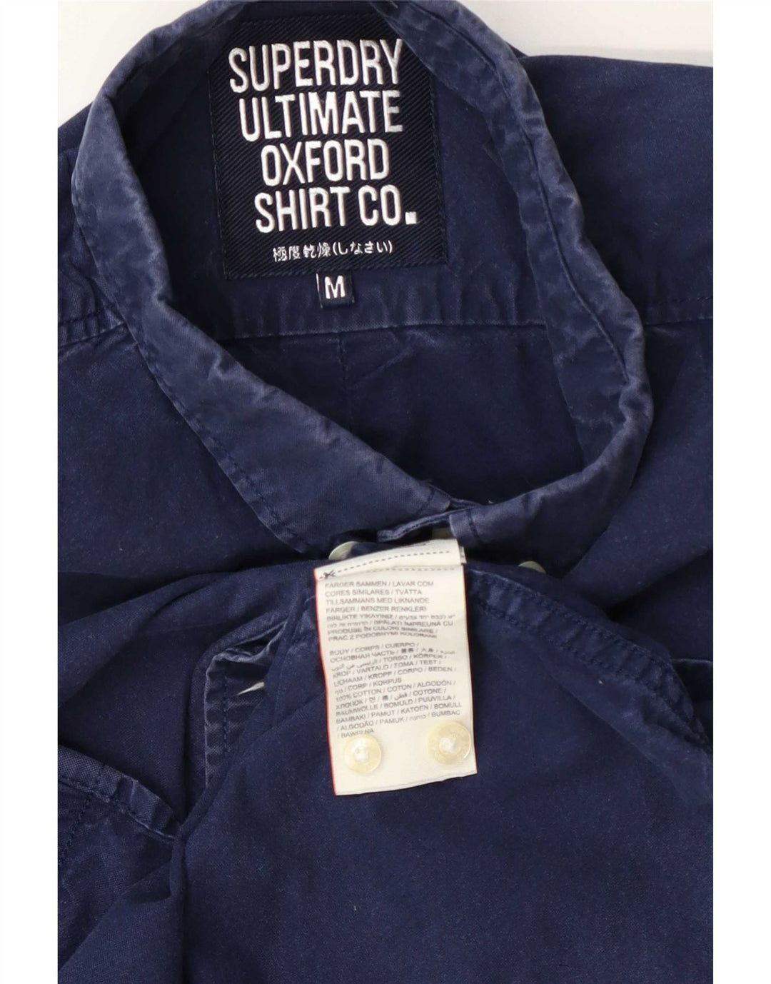 Camicia da uomo moderna classica vestibilità Superdry in cotone blu navy medio
