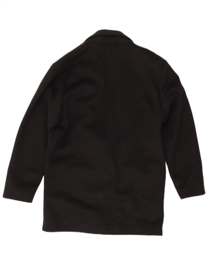 Cappotto doppiopetto vintage da donna UK 14 lana nera media
